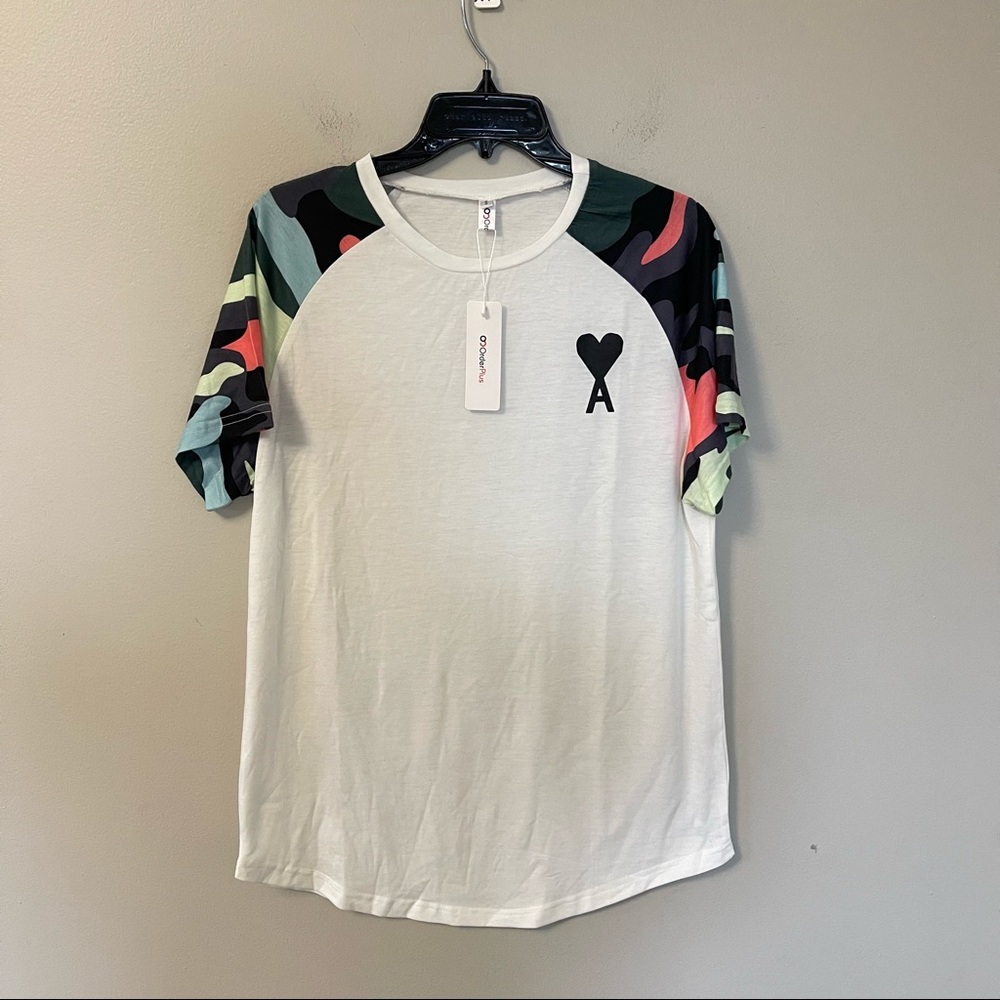 Orderplus Men’s Short Sleeve Relax Fit Summer Basic Color Block Printed Tee NWT